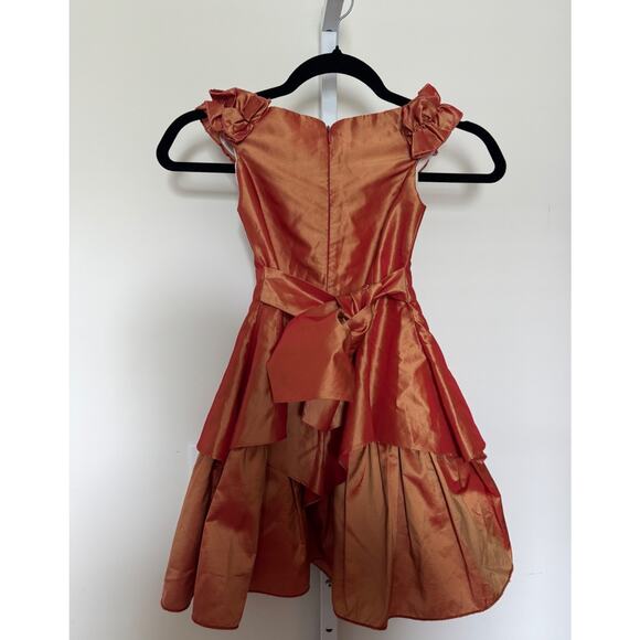 Emma La Folie Paris Formal Gown Girls Size 6 Made in Paris Orange Iridescent - Picture 5 of 6